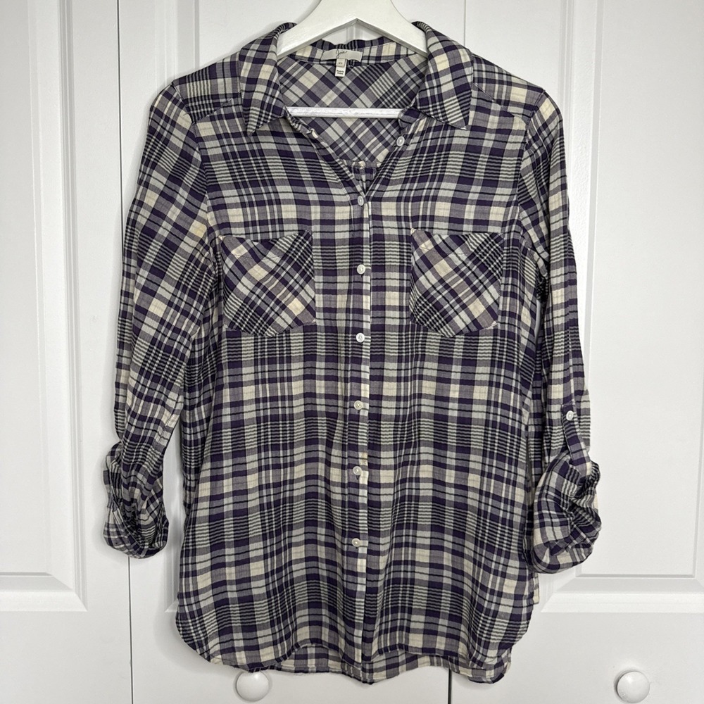 Joie Plaid Flannel Purple Country Core Size XS Oversized Casual Outdoors Rustic